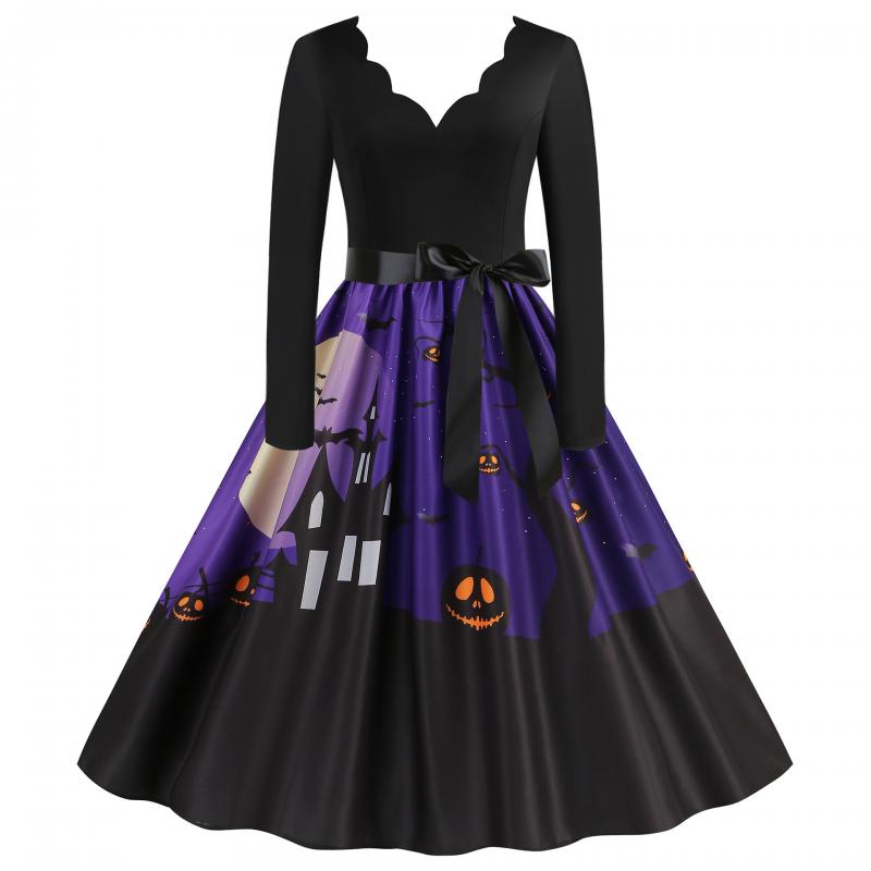 Amazon Europe and the United States best selling Christmas digital printing retro large swing stitching dress